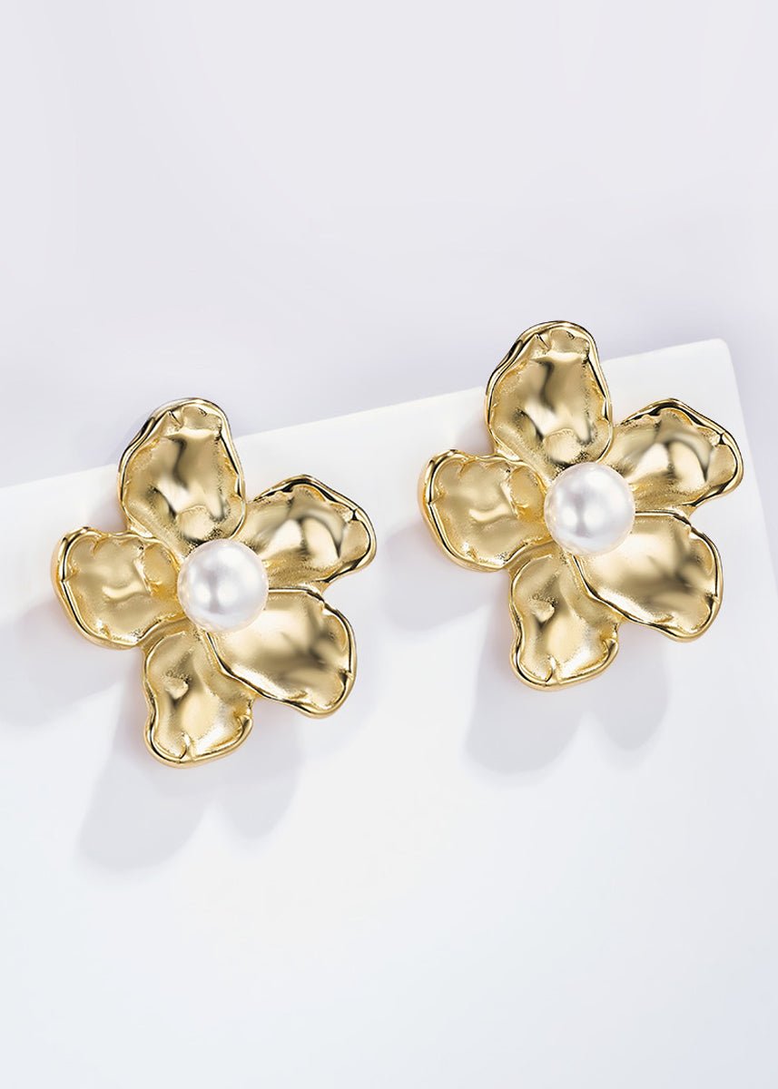 Ohrringe mit Blumenform & Perlenelement - NAHA