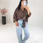 Oversize-Bluse mit Polka Dots & Schmuckring Braun - NAHA