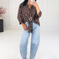 Oversize-Bluse mit Polka Dots & Schmuckring Braun - NAHA