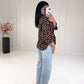 Oversize-Bluse mit Polka Dots & Schmuckring Braun - NAHA