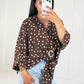 Oversize-Bluse mit Polka Dots & Schmuckring Braun - NAHA