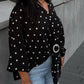 Oversize-Bluse mit Polka Dots & Schmuckring Schwarz - NAHA