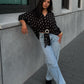 Oversize-Bluse mit Polka Dots & Schmuckring Schwarz - NAHA