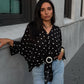 Oversize-Bluse mit Polka Dots & Schmuckring Schwarz - NAHA