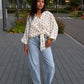 Oversize-Bluse mit Polka Dots & Schmuckring Weiß - NAHA