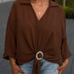 Oversize-Bluse mit Schmuckring-Detail Braun - NAHA