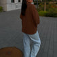 Oversize-Bluse mit Schmuckring-Detail Braun - NAHA