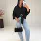 Oversize-Bluse mit Schmuckring-Detail Schwarz - NAHA