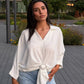 Oversize-Bluse mit Schmuckring-Detail Weiss - NAHA