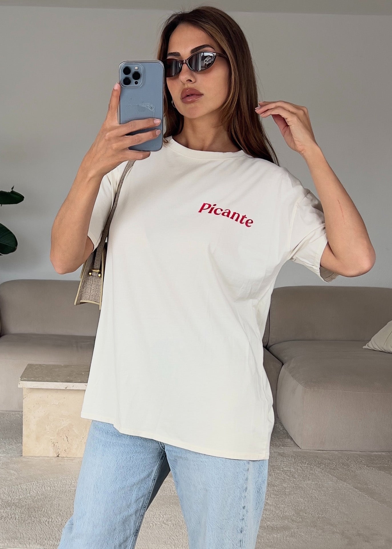 Oversize T-Shirt "Picante" mit Oliven-Print - NAHA