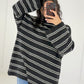 Gestreifter Oversize Pullover Schwarz