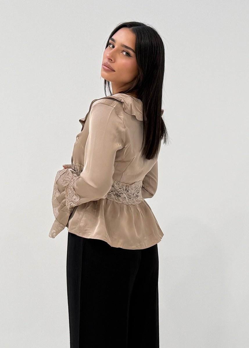 Satinbluse mit Spitze - NAHA