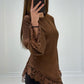 Satinbluse mit Spitze & Bindeband - NAHA