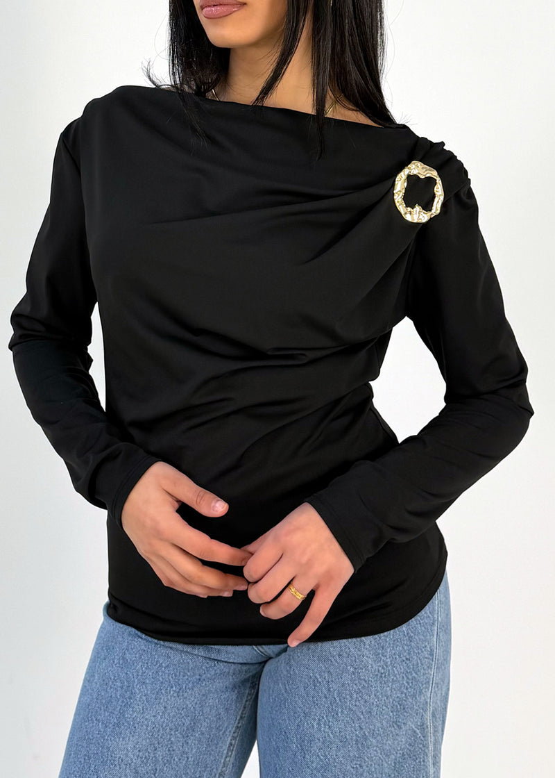 Langarmshirt mit Zierspange
