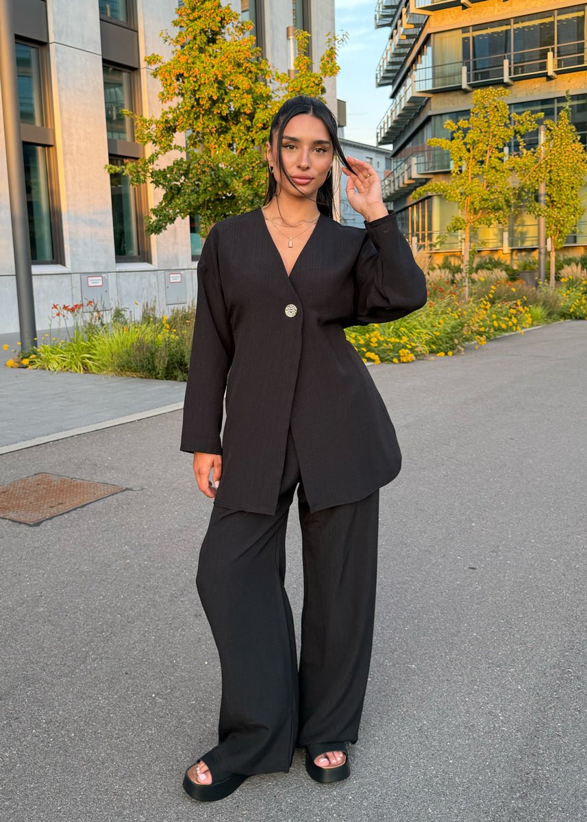 Set mit Bindeband & Goldknopf Schwarz - NAHA