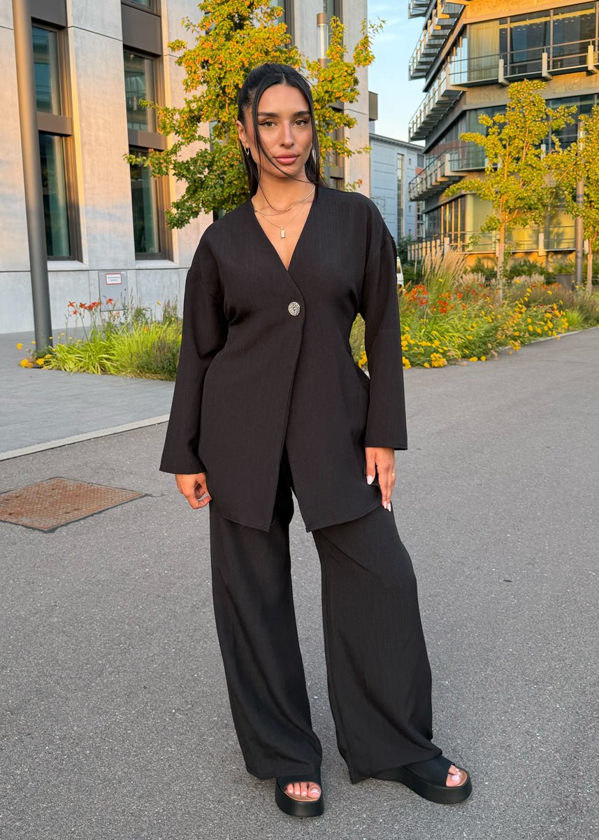 Set mit Bindeband & Goldknopf Schwarz - NAHA