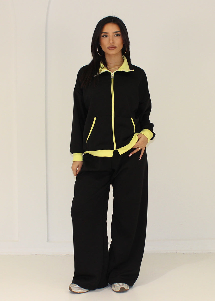 Sweat-Set Damen mit Zipjacke und weiter Hose