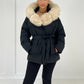 Steppjacke mit Kapuze & Bindegürtel - NAHA