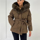 Steppjacke mit Kapuze & Bindegürtel - NAHA