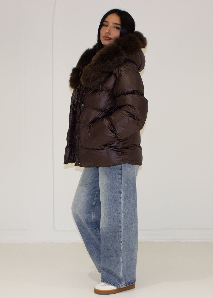 Steppjacke mit Kapuze & Bindegürtel - NAHA