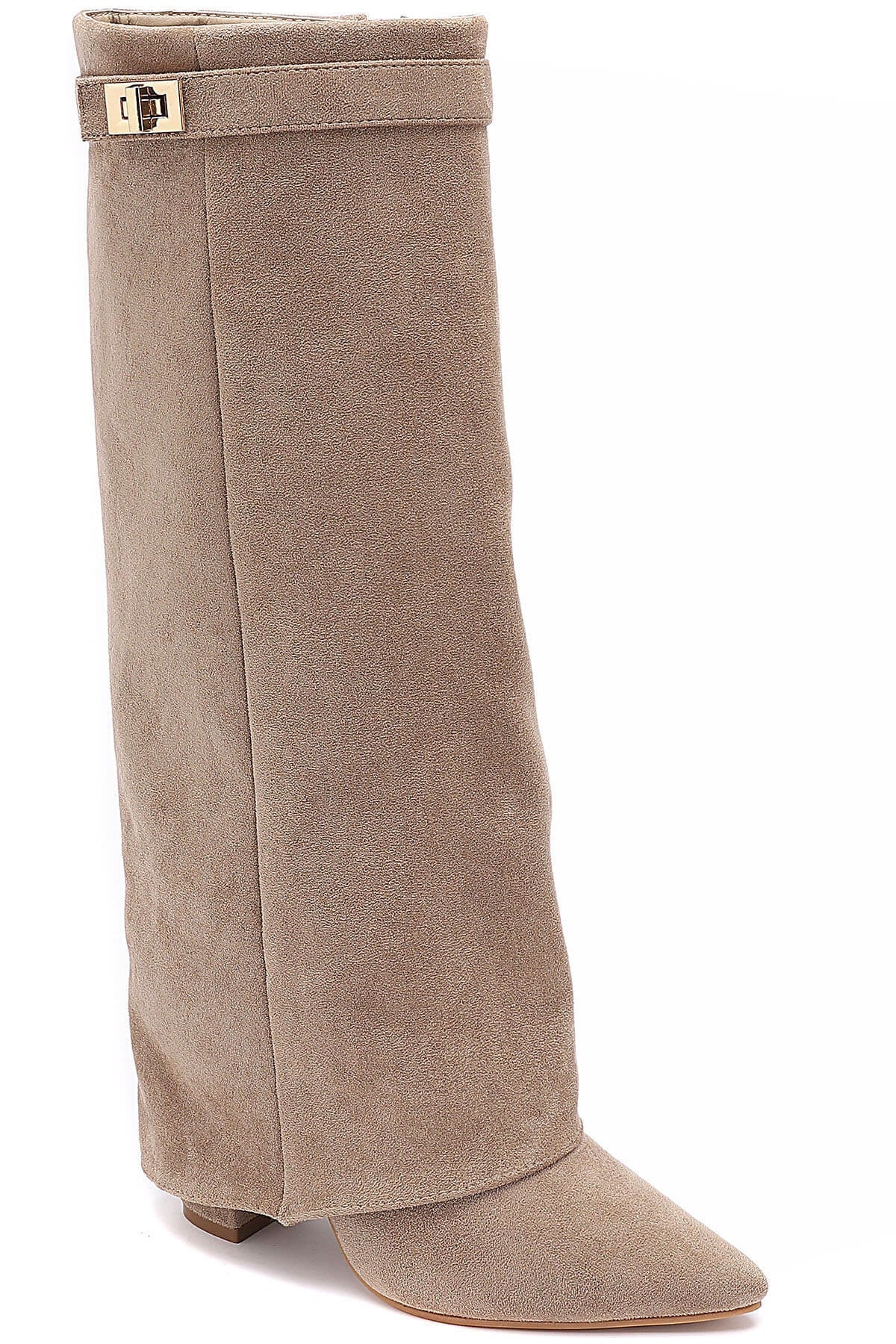 Stiefel in Wildlederoptik mit Zierschnalle - NAHA
