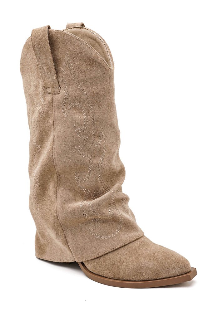 Stiefeletten in Wildlederoptik mit Ziernähten - NAHA