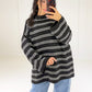 Gestreifter Oversize Pullover Schwarz