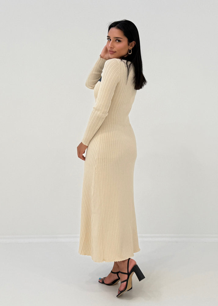 Strickkleid mit Jeansdetails & Knöpfen