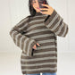 Oversize-Pullover mit Streifen und weiten Ärmeln in Braun und Creme