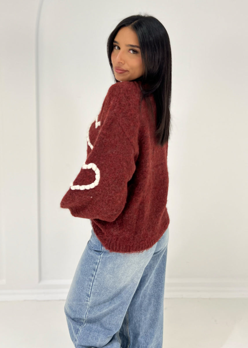 Strickpullover mit Herz-Muster