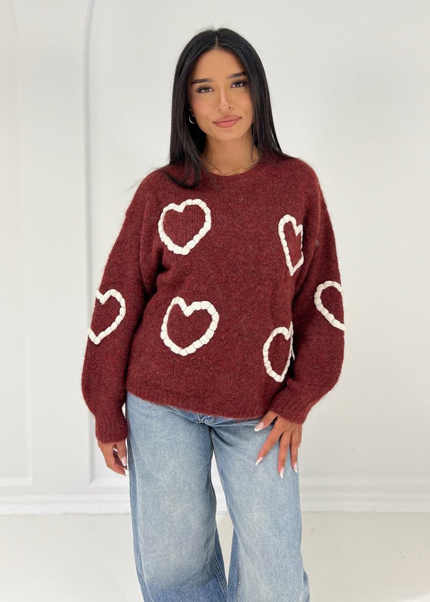 Strickpullover mit Herz-Muster