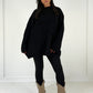 Oversize-Strickpullover mit Rundhalsausschnitt Schwarz