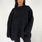 Oversize-Strickpullover mit Rundhalsausschnitt Schwarz