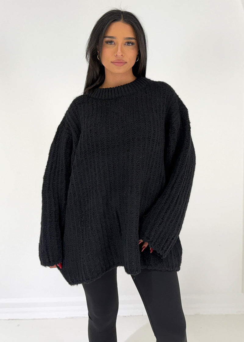 Oversize-Strickpullover mit Rundhalsausschnitt