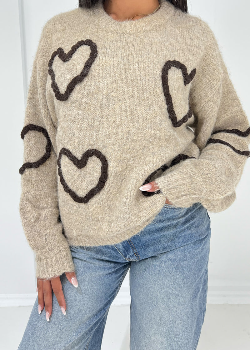 Strickpullover mit Herz-Muster