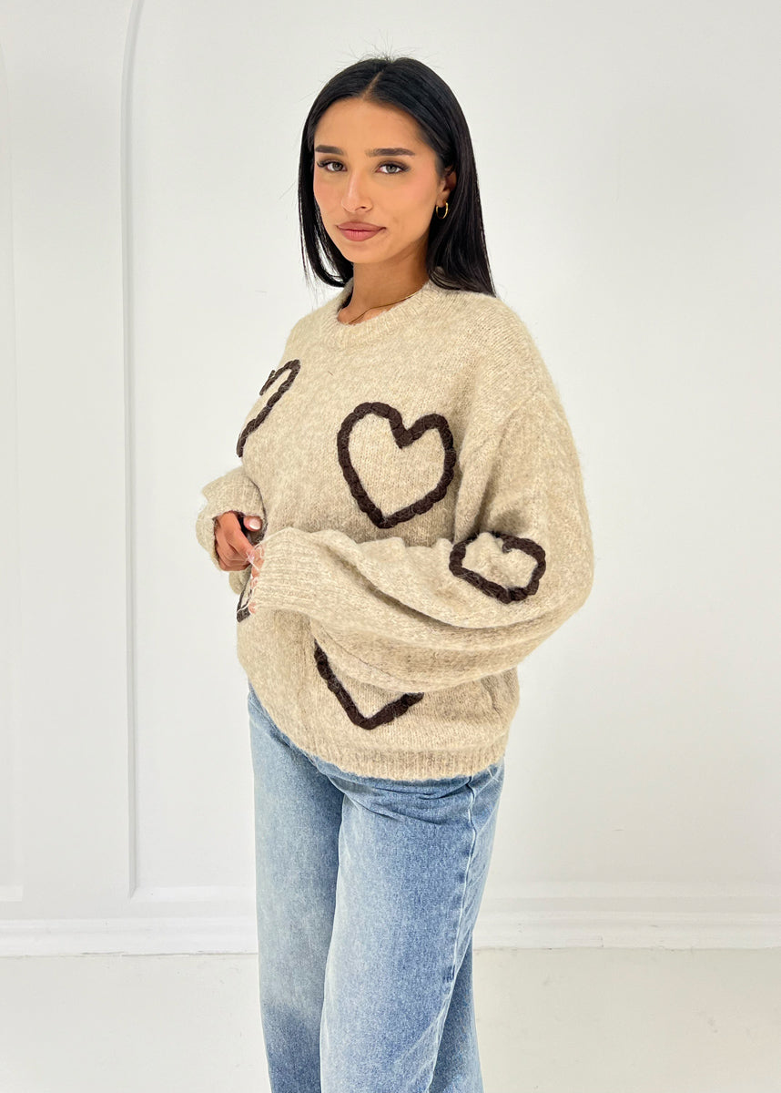 Strickpullover mit Herz-Muster
