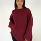 Oversize-Strickpullover mit Rundhalsausschnitt Dunkelrot