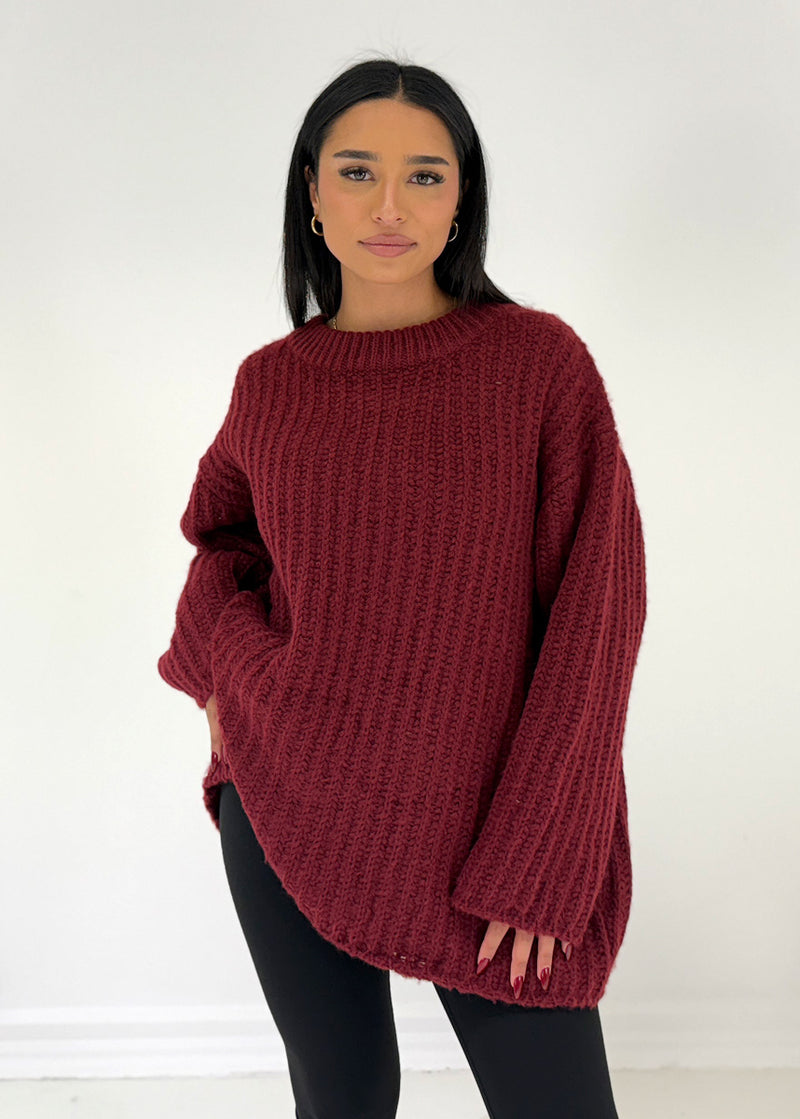 Oversize-Strickpullover mit Rundhalsausschnitt