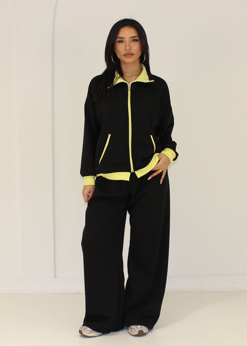 Sweat-Set Damen mit Zipjacke und weiter Hose - NAHA
