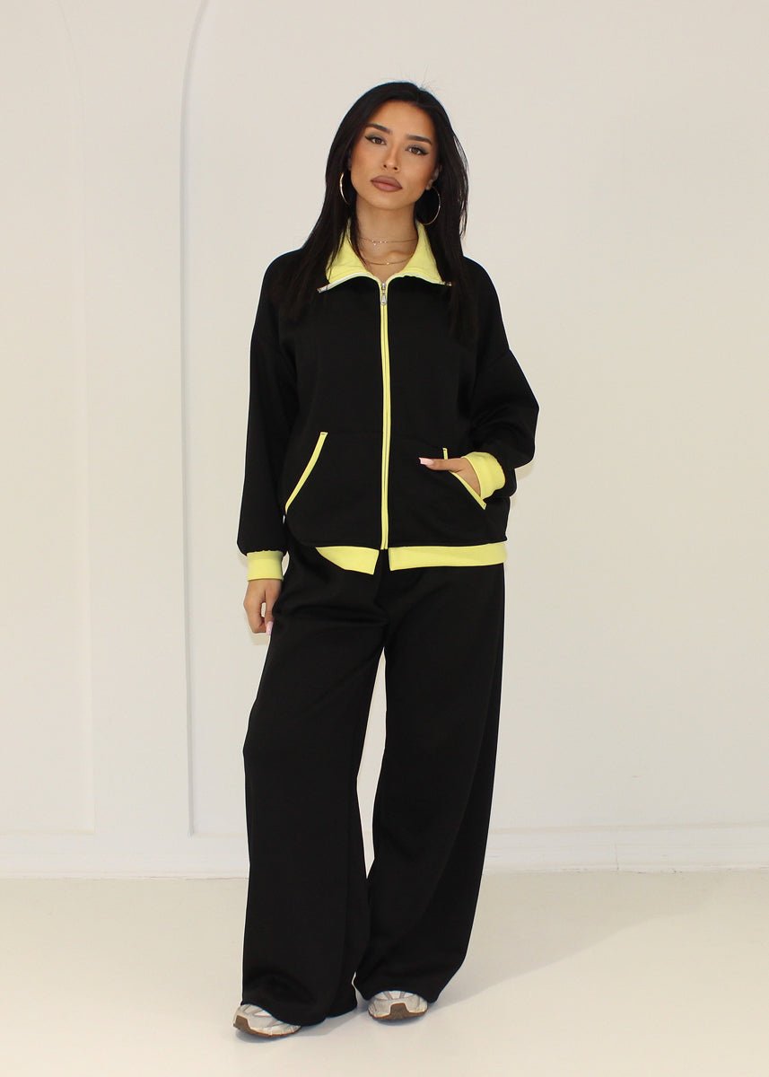 Sweat-Set Damen mit Zipjacke und weiter Hose - NAHA