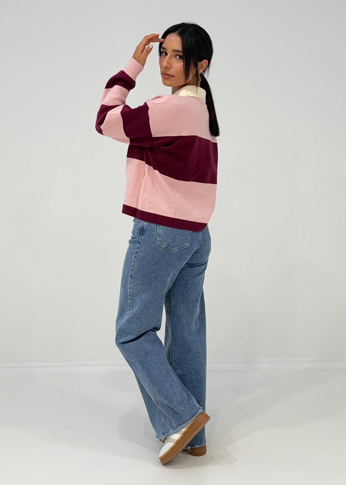 Sweatshirt mit Blockstreifen & Kragen - NAHA