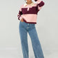 Sweatshirt mit Blockstreifen & Kragen - NAHA