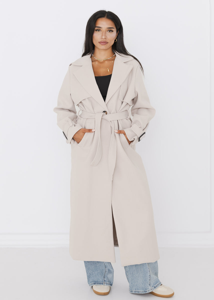 Oversized Trenchcoat Beige mit Gürtel