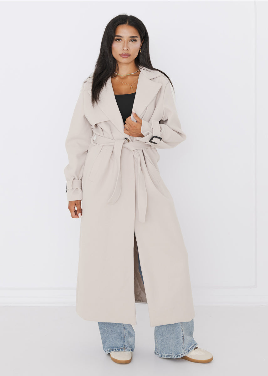 Oversized Trenchcoat Beige mit Gürtel