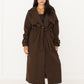 Oversized Trenchcoat Dunkelbraun mit Gürtel