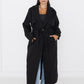Oversized Trenchcoat Schwarz mit Gürtel
