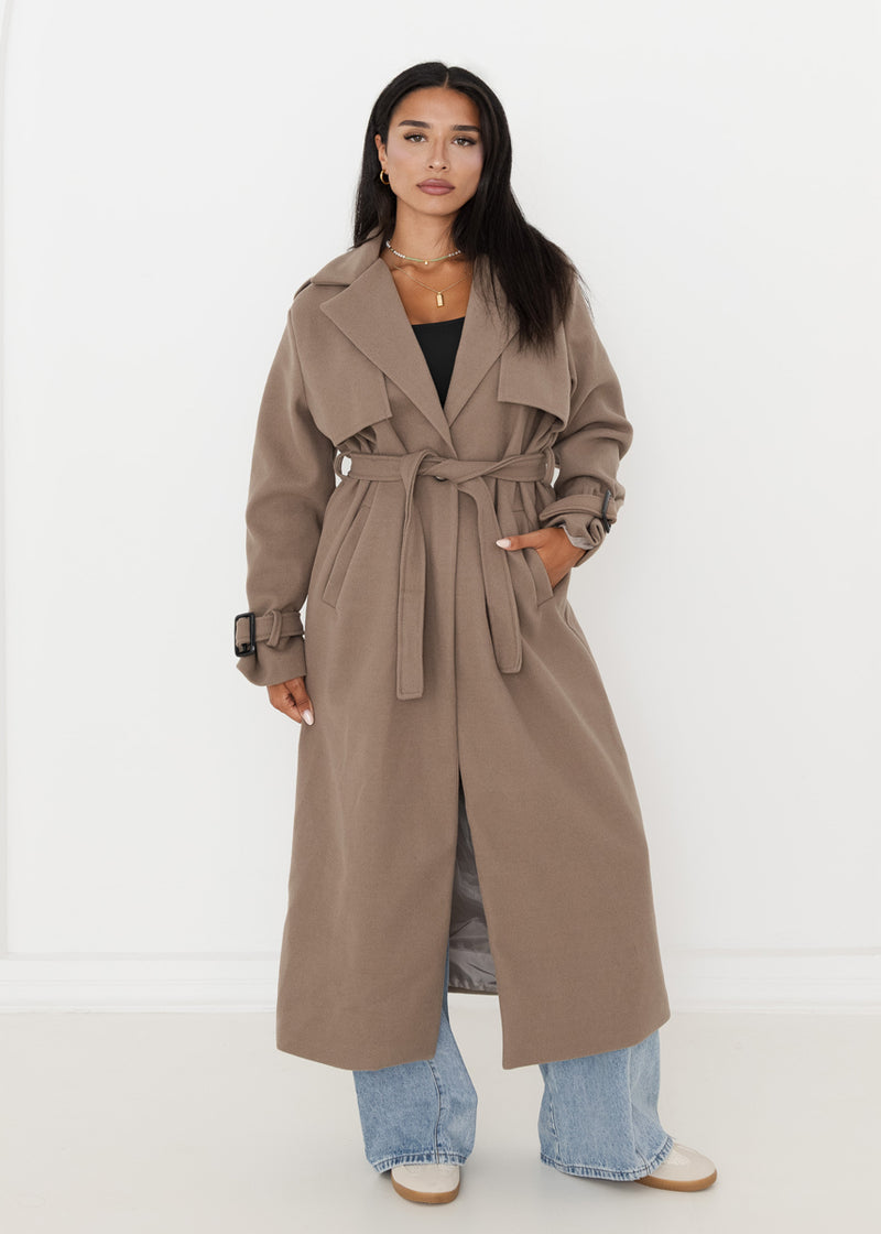 Oversized Trenchcoat Taupe mit Gürtel