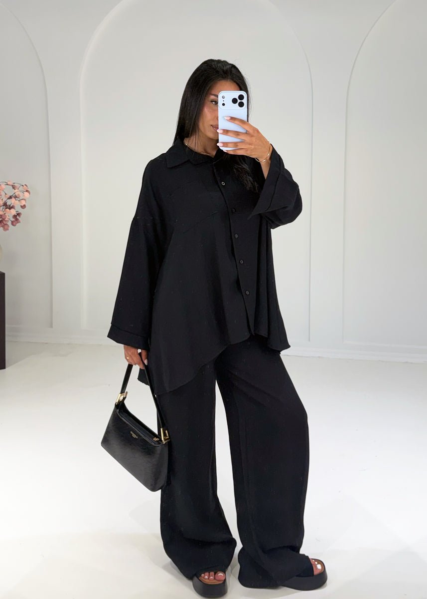 Weites Set aus Hemd und Hose Schwarz - NAHA