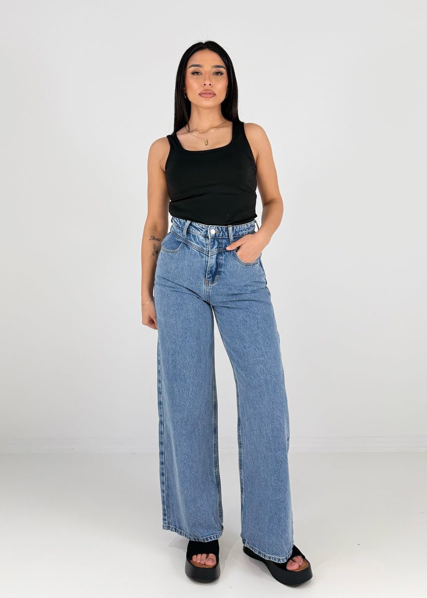 Wide Leg Jeans mit überkreuztem Bund - NAHA